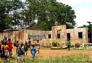 A school in Sierra Leone destroyed during the 1991-2002 civil war